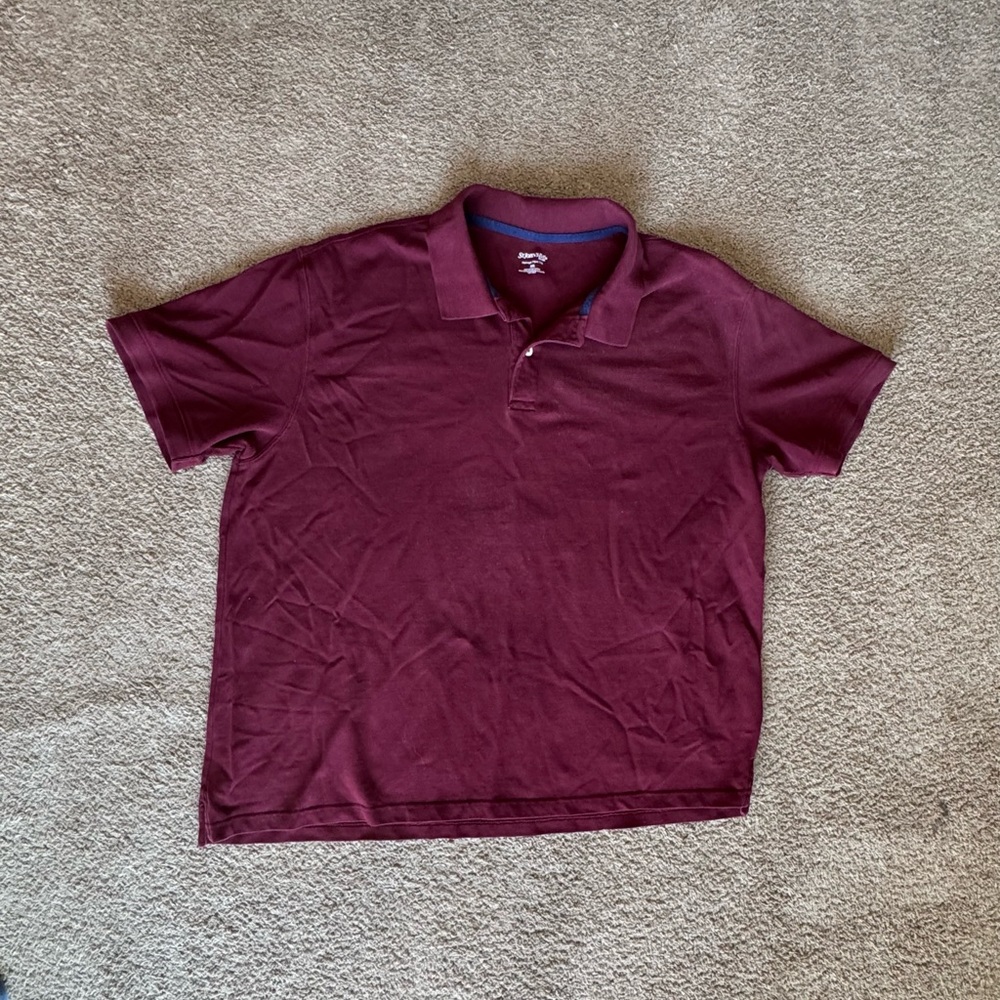 St. John’s‎ Bay Men’s XXL Burgundy Polo Shirt 100% Cotton Heritage Pique